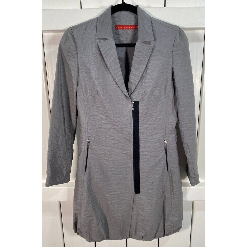 New Ryan Roberts Women's Crinkle / Seer Sucker A-Line Mid Dress Gray Size XS